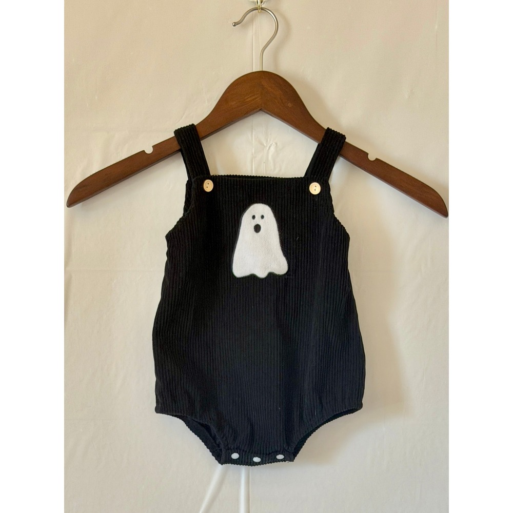 Baby Black Corduroy Ghost Romper Halloween Bodysuit Size 80